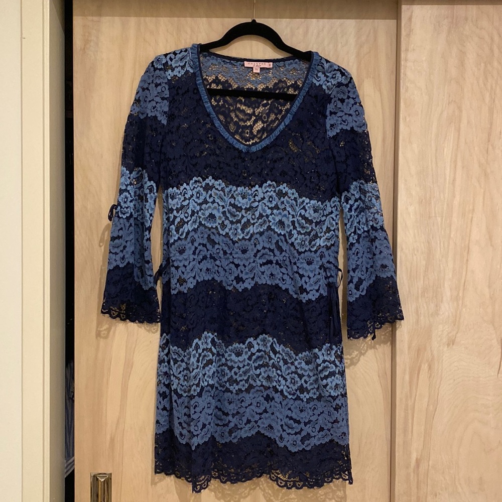 Calypso St Barths Multi Blue Lace Dress Long sleeve